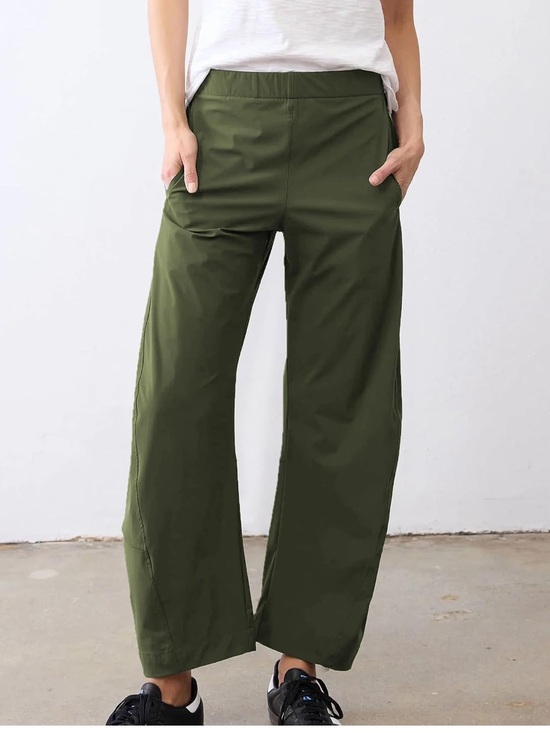 Amazon Pants - NWT Women Barrel Pants Baggy Elastic Waistband Wide Leg Trousers Pants w Pockets